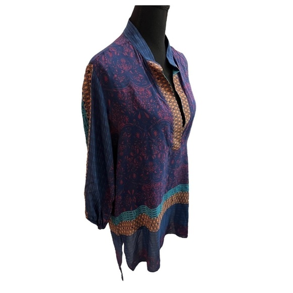 Analili Women Colorful Silk Blend Tunic Size Small - Picture 2 of 9